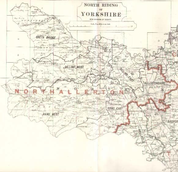 North Riding of Yorkshire Map of the North Riding County of York 1885