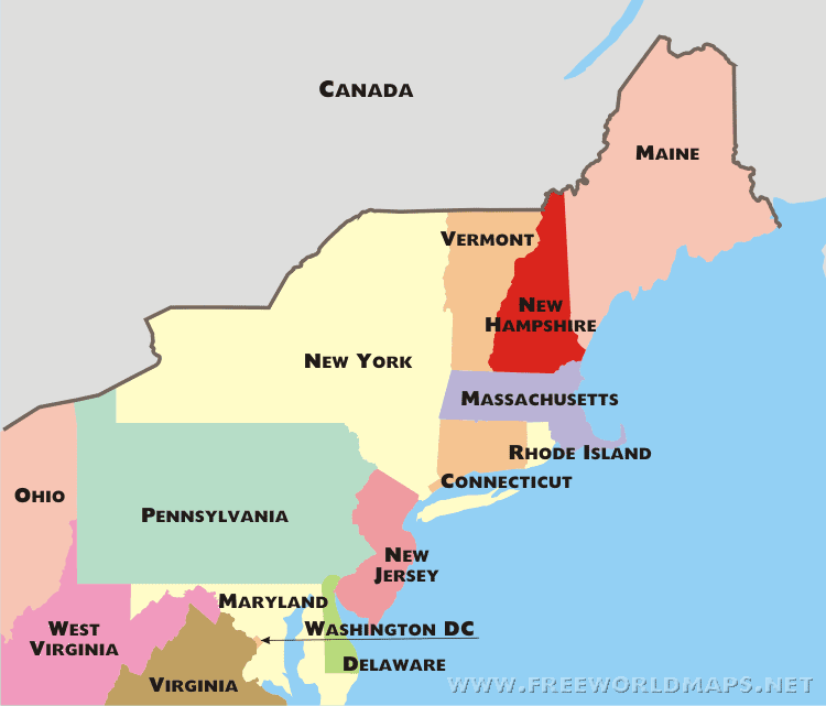 Map of Northeastern United States