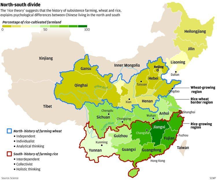Northern and southern China Why China39s wheatgrowing north produces individualists and its rice
