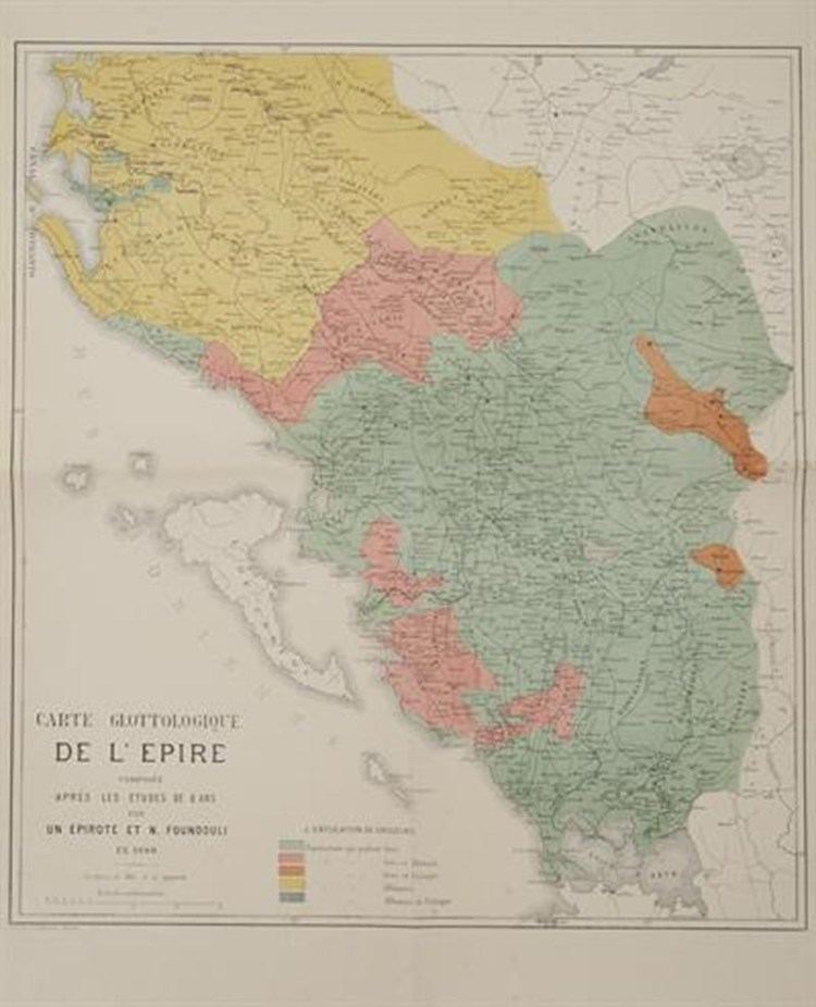 Northern Epirus CARTE GLOTTOLOGIQUE DE L39 EPIREquot Linguistic map of Northern Epirus