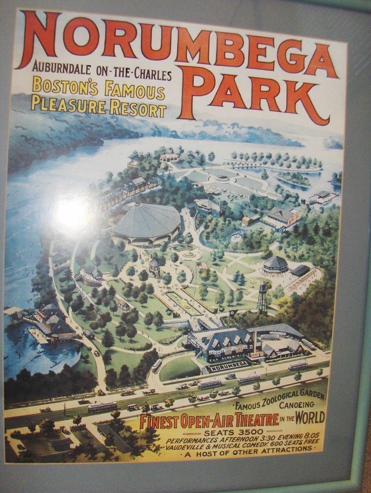 Norumbega Park Details about Vintage Massachusetts Norumbega Park Art Print Poster