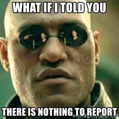 Nothing to Report What IF I TOLD YOU THERE IS NOTHING TO REPORT What If I Told You
