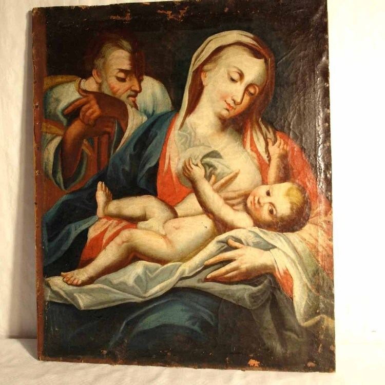 Nursing Madonna Late Baroque Painting Nursing Madonna Jesus Baby about 1750 from