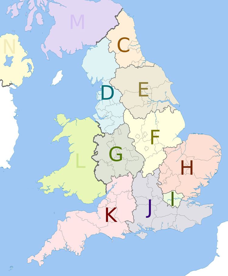 NUTS 1 statistical regions of England