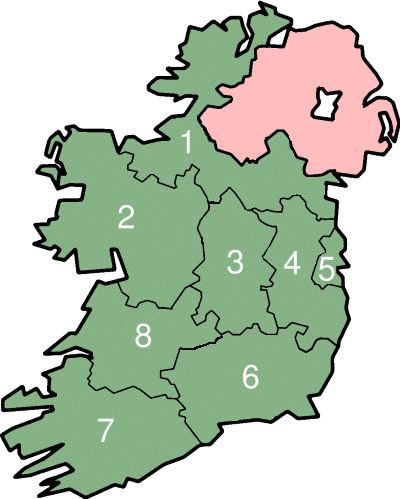 NUTS 3 statistical regions of the Republic of Ireland