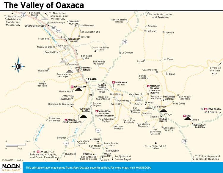 Oaxaca Valley Printable Travel Maps of Oaxaca Mexico Moon Guides