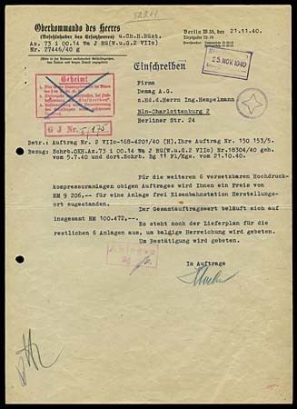 Oberkommando des Heeres Lot Detail 1940 OBERKOMMANDO DES HEERES BERLIN TIRPITZUFER 7276