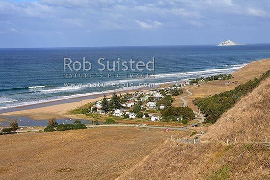 Ocean Beach, Hawke's Bay Looking down on the Ocean Beach settlement of baches and houses