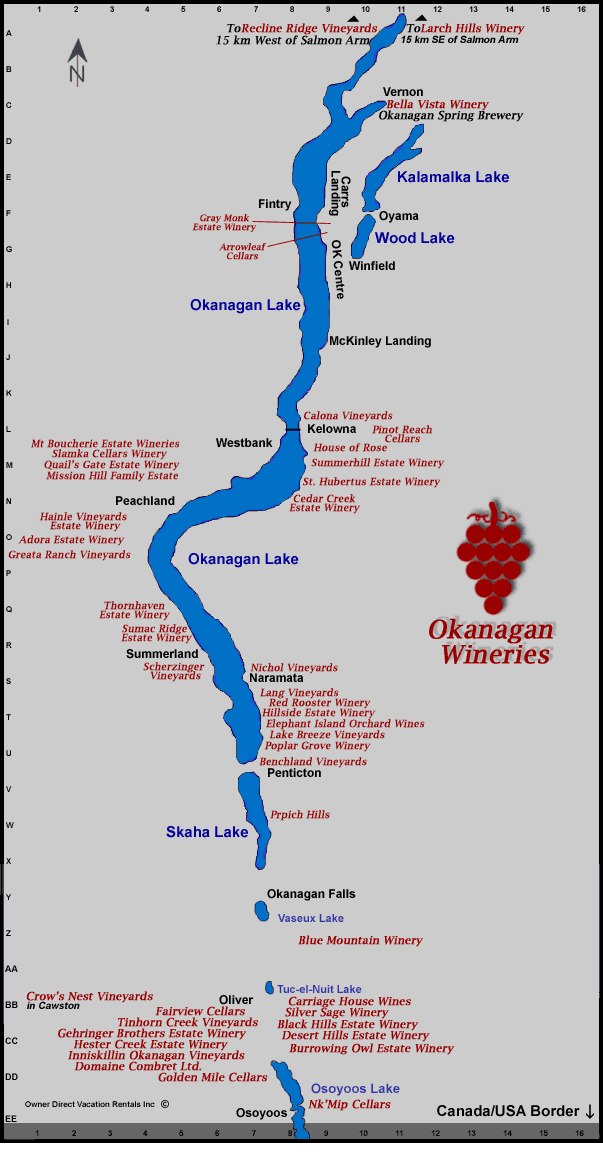 Okanagan Valley (wine region) Central Okanagan wineries and vineyards Owner Direct Vacation