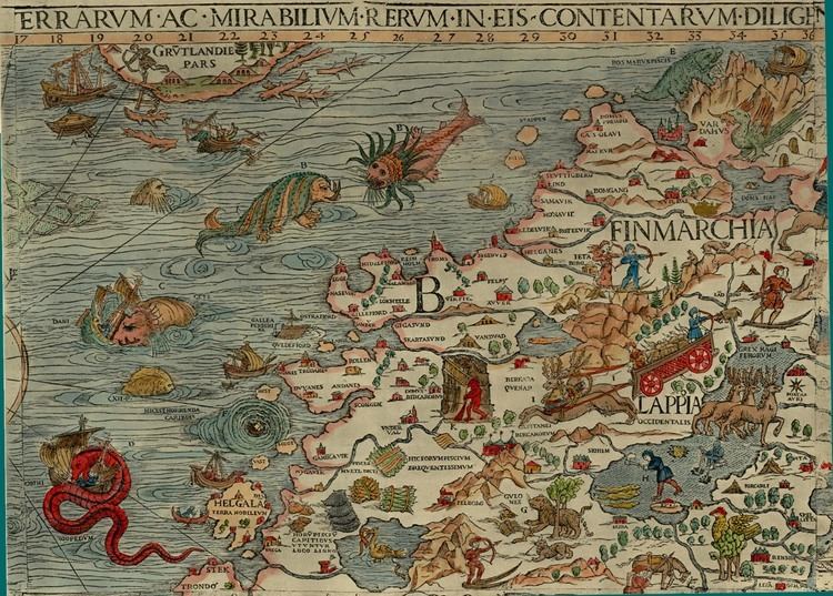 Olaus Magnus Section B Detail Olaus Magnus 1539 Map of Scandinavia