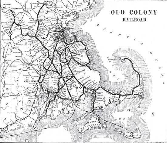 Old Colony Railroad Dorchester Atheneum Map of Old Colony Railroad