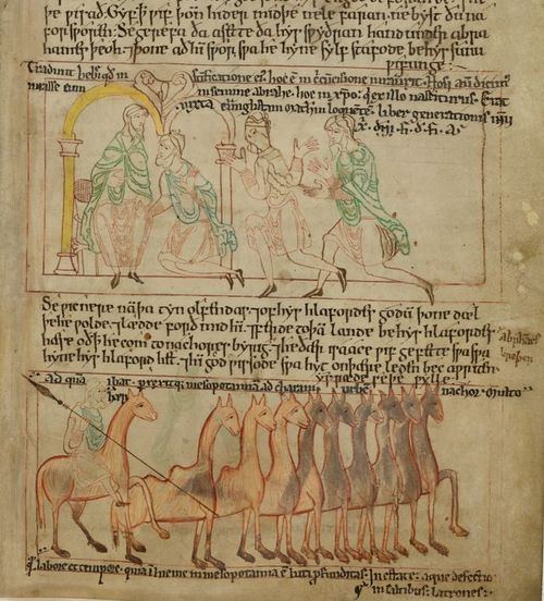 Old English Hexateuch A line of camels in the Old English Hexateuch part of Genesis