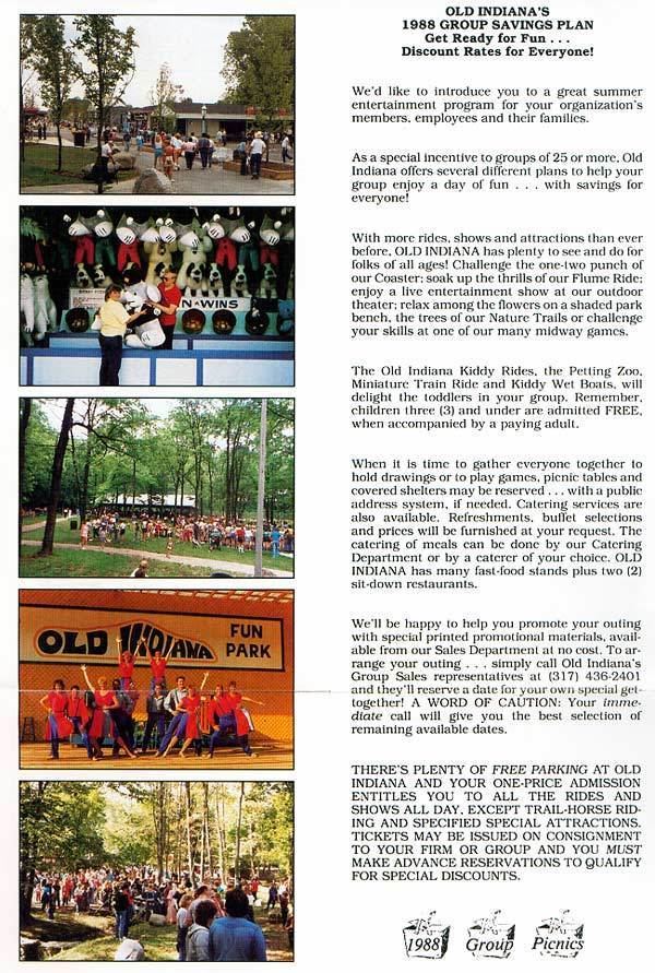 Old Indiana Fun Park Theme Park Brochures Old Indiana Fun Park Theme Park Brochures