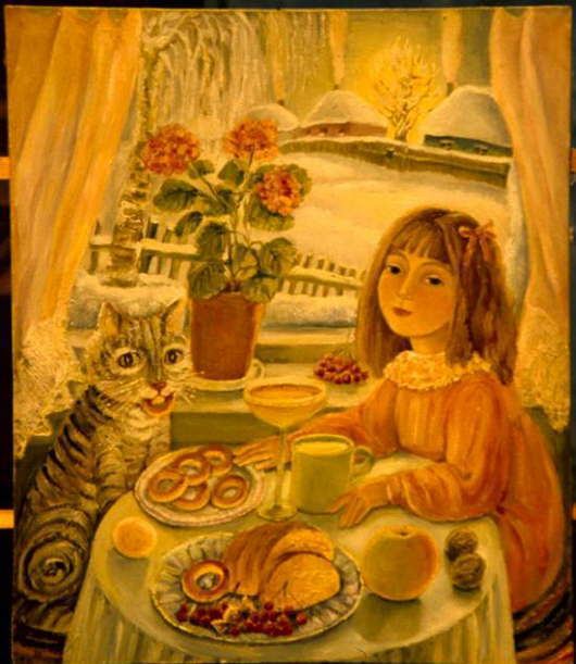 Olga Velichko Cat and people paintings Olga Velichko