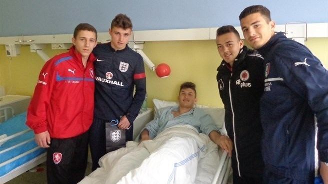 Olger Merkaj Albania39s Merkaj supported by captains Under17 News UEFAcom