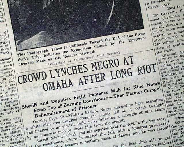 Omaha race riot of 1919 Race riot and lynching in Omaha Nebraska RareNewspaperscom