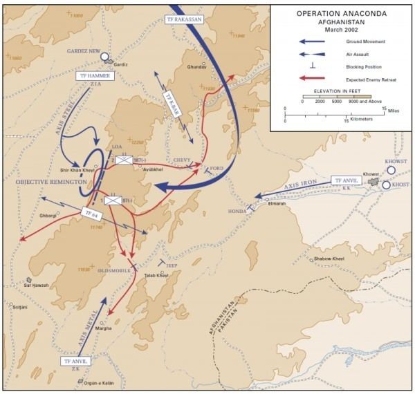 A map showing the Operation Anaconda plan