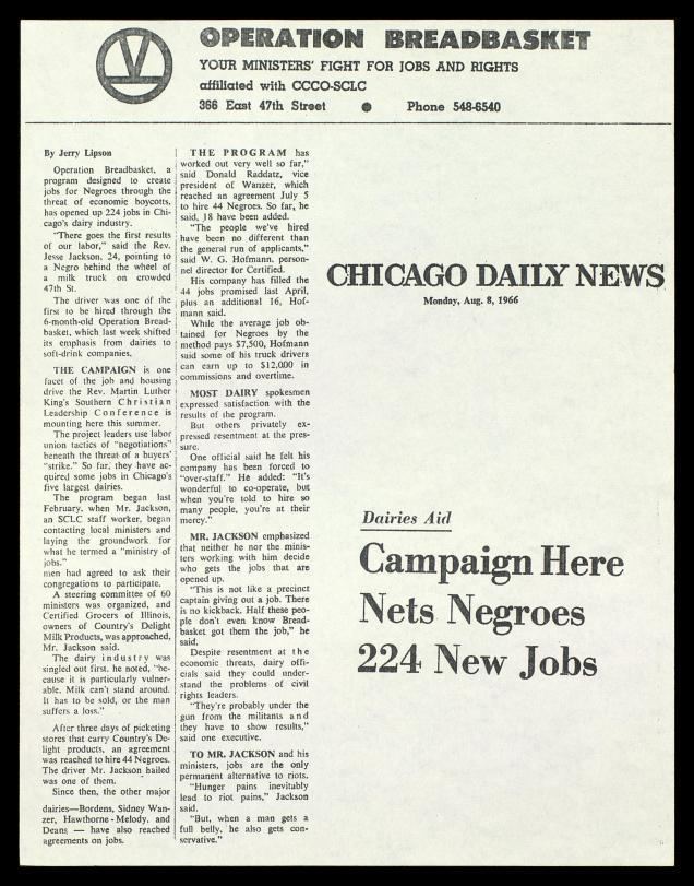 Operation Breadbasket Chicago Daily News Operation Breadbasket The Martin Luther King