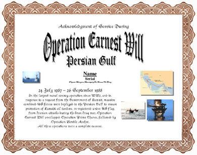 Operation Earnest Will Operation Earnest Will Display Recognition