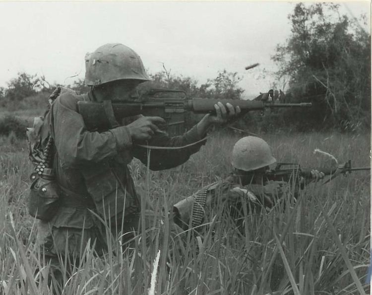 Operation Meade River Photo of grunts from Lima 35 Marines returning fire during