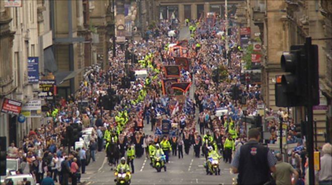 Orange walk Thousands join Glasgow Orange Parade BBC News