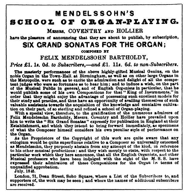 Organ Sonatas, Op. 65 (Mendelssohn)