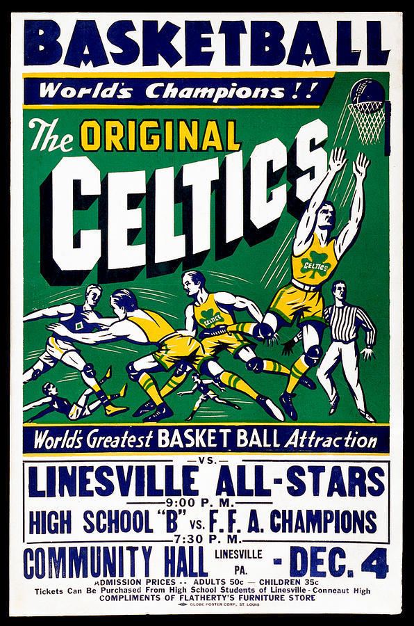 Original Celtics Original Celtics Vintage Poster Painting by Big 88 Artworks