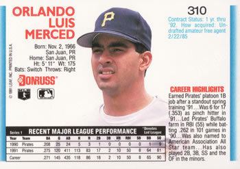 1994 Ultra Orlando Merced Pittsburgh Pirates #557 FH