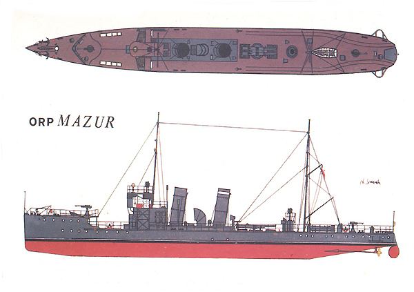 ORP Mazur ORP MAZUR torpedowiec szkolny okrt artyleryjski Polska