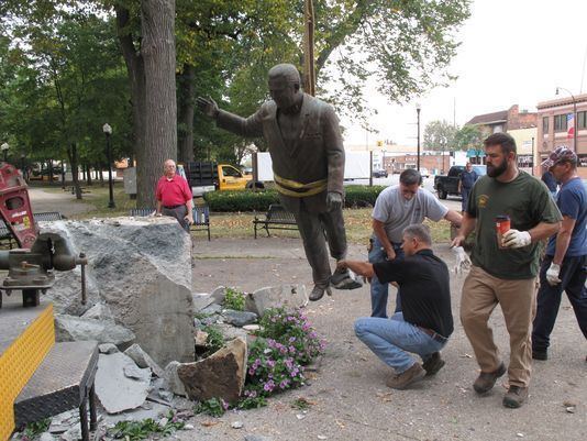 Orville L. Hubbard Statue of exDearborn Mayor Orville Hubbard taken down
