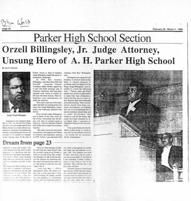 Orzell Billingsley Orzell Billingsley Jr judge attorney unsung hero of A H Parker