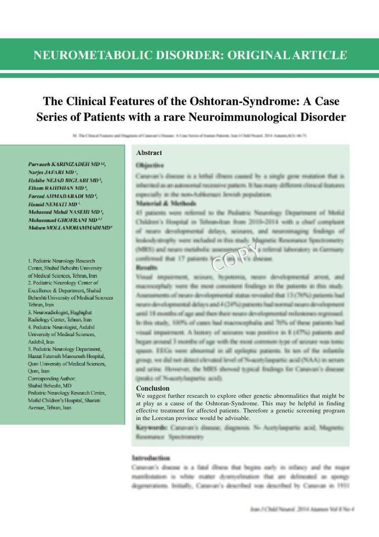 Oshtoran Syndrome Paper by Oshtoran Syndrome Research Group - Issuu