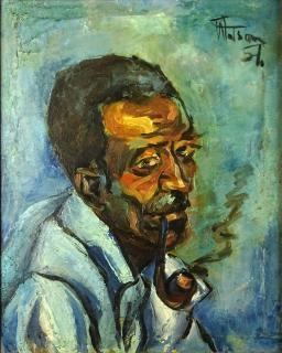Osmond Watson Osmond Watson Jamaican 19342005 Oil on canvas Man With Pipe