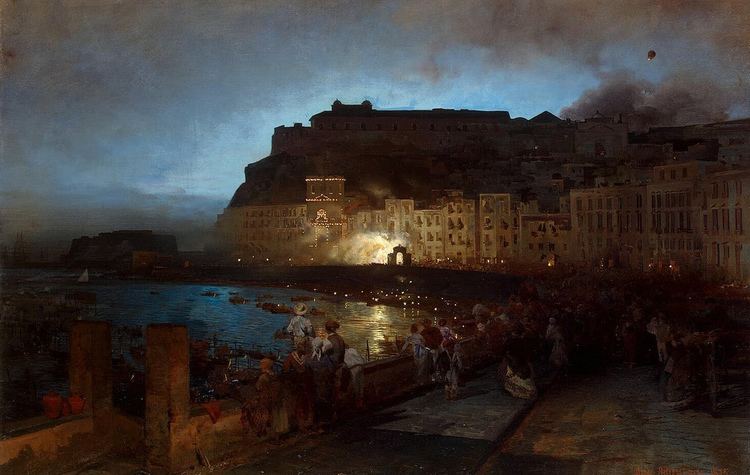 Oswald Achenbach Oswald Achenbach Fireworks in Naples 1875 Flickr