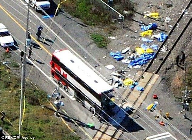 Ottawa bus-train crash Ottawa BusTrain Crash 6 bus passengers killed and 30 injured when