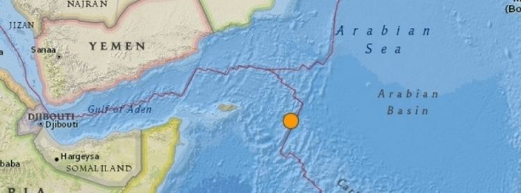 Owen Fracture Zone and shallow M60 earthquake hit off the coast of Yemen