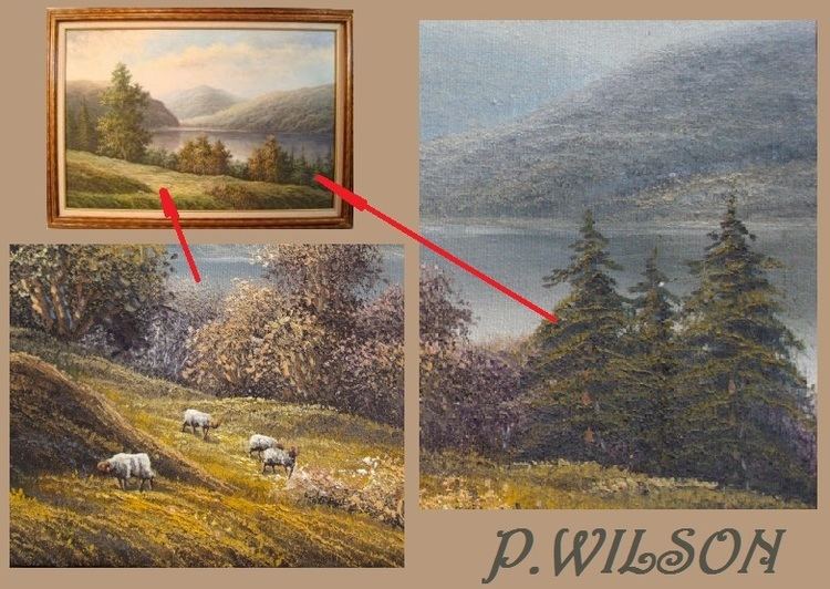 P. Wilson Artist P Wilson Landscape Oil Painting
