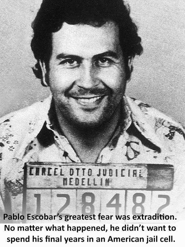 Pablo Emilio Escobar Gaviria with a placard.