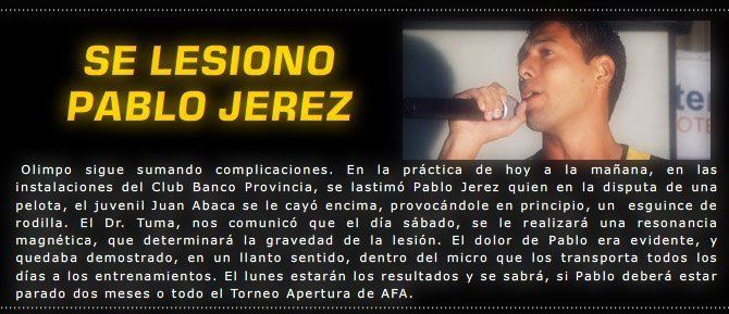 Pablo Jerez Se lesiono Pablo Jerez Taringa