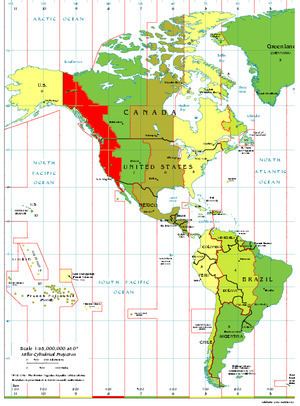 Pacific Time Zone highlighted in red