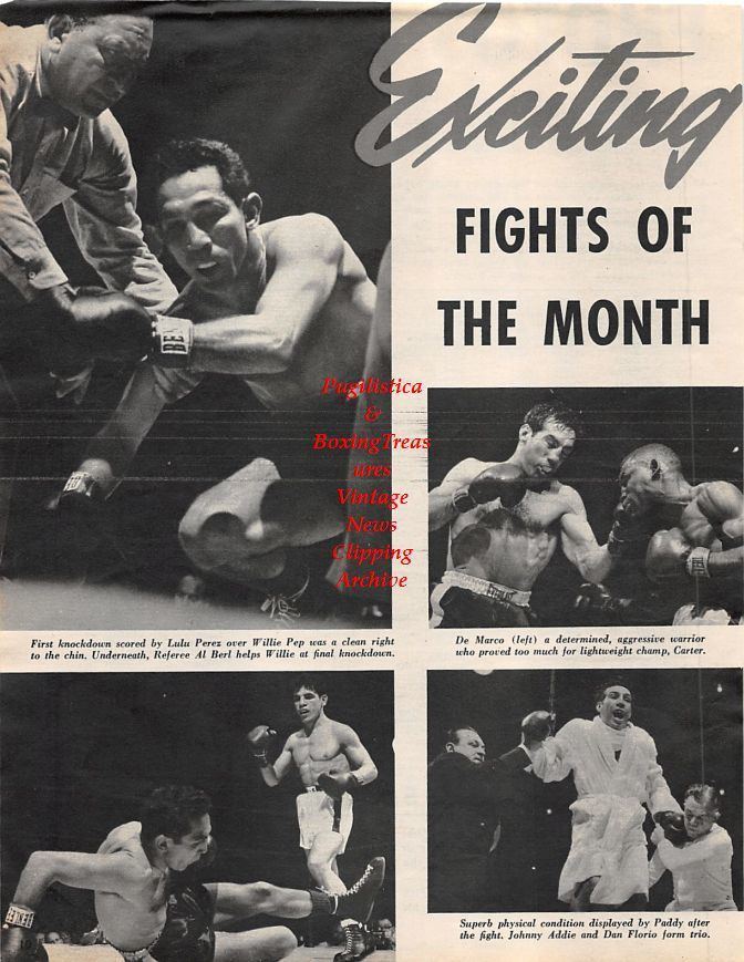 Paddy DeMarco Boxing News Clipping 1360 Lulu Perez vs Willie Pep Paddy