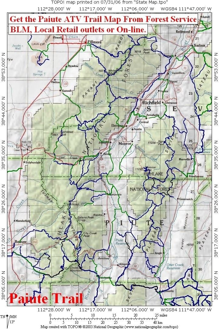 the Paiute ATV Trail Map