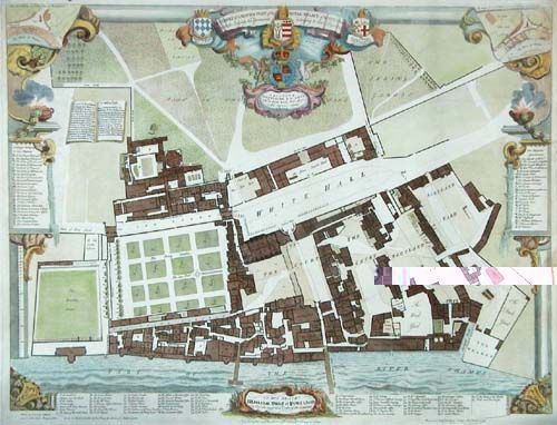 Palace of Whitehall A map of Whitehall Palace showing the location of the royal
