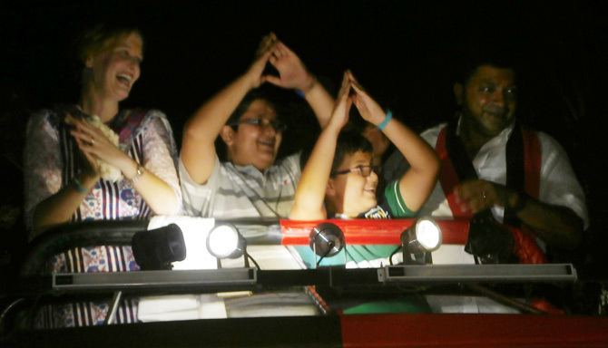 Palanivel Thiagarajan with his wife and son during his campaign