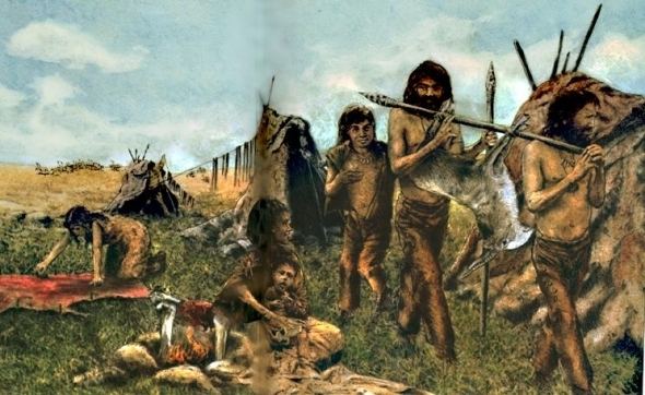 The painting's depiction of life in the Paleolithic era