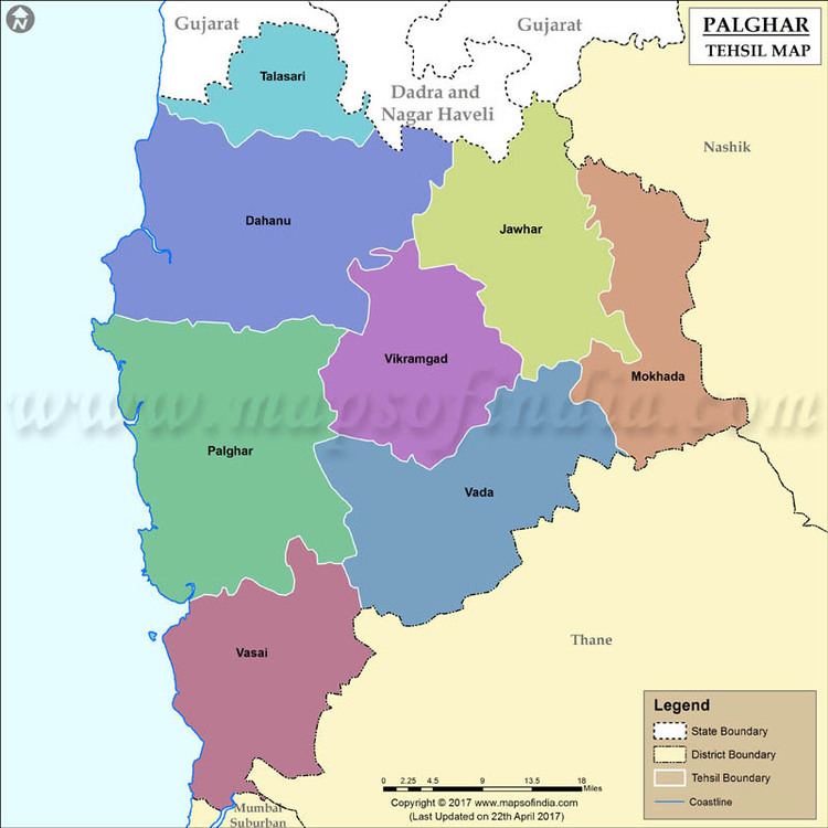 Palghar Tehsil Map, Talukas in Palghar