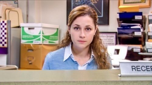 Pam Beesly Pam looks at the camera