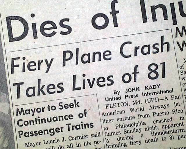 Pan Am Flight 214 Pan Am Flight 214 Lightning strikes RareNewspaperscom
