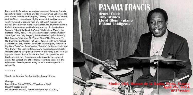 Panama Francis roio Blog Archive JAZZ ON SUNDAY PANAMA FRANCIS PARIS 1974