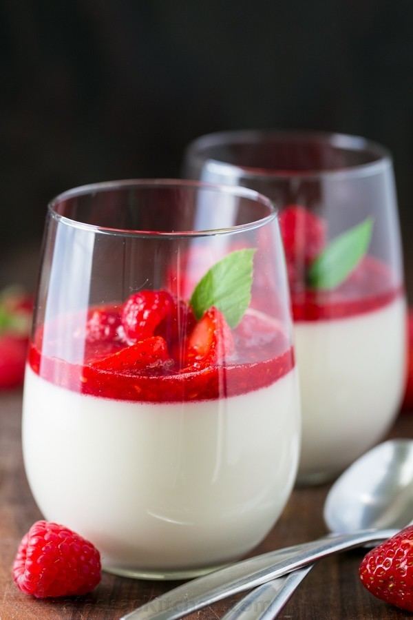 Panna cotta Panna Cotta with Berry Sauce Video Recipe NatashasKitchencom